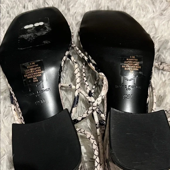 Marc Fisher Black and White Snake Print Heels - Picture 6 of 7